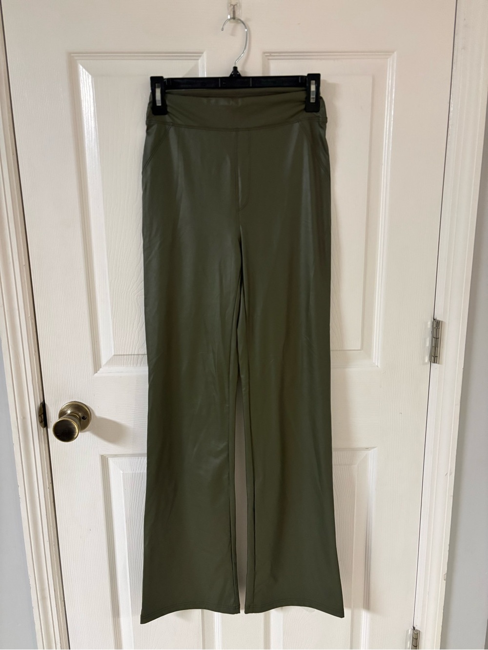 NEW aerie Olive Wide-Leg High-Rise Leather Pants